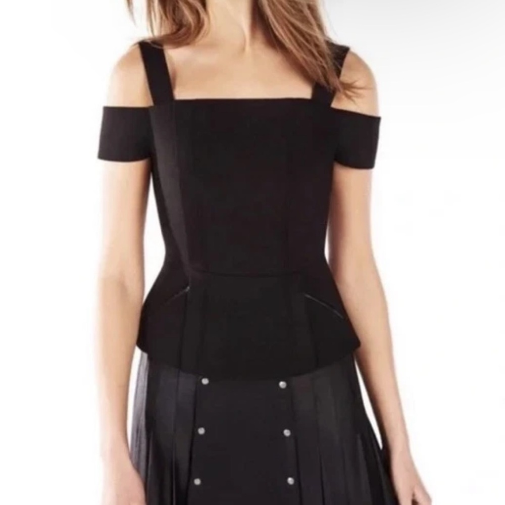 BCBGMaxAzria Black Off-Shoulder Cut Out Dressy Top XS new